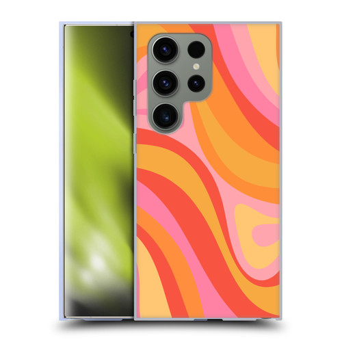Kierkegaard Design Studio Retro Abstract Patterns Pink Orange Yellow Swirl Soft Gel Case for Samsung Galaxy S24 Ultra 5G
