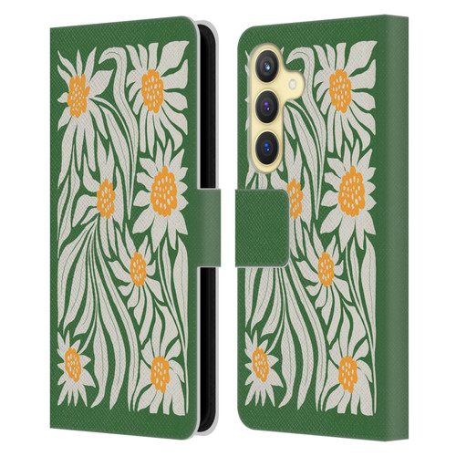 Ayeyokp Plants And Flowers Sunflowers Green Leather Book Wallet Case Cover For Samsung Galaxy S24 5G