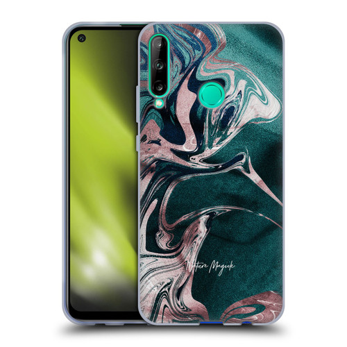 Nature Magick Luxe Gold Marble Metallic Teal Soft Gel Case for Huawei P40 lite E