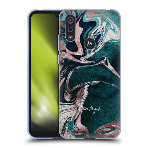 Nature Magick Luxe Gold Marble Metallic Teal Soft Gel Case for Motorola Moto E6s (2020)