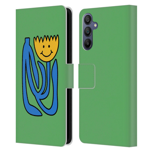 Ayeyokp Pop Flower Of Joy Green Leather Book Wallet Case Cover For Samsung Galaxy A15