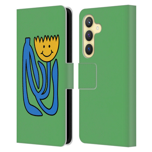 Ayeyokp Pop Flower Of Joy Green Leather Book Wallet Case Cover For Samsung Galaxy S24 5G