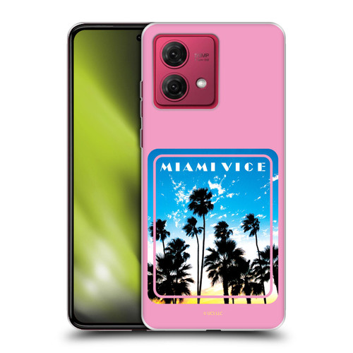 Miami Vice Art Miami Beach Palm Tree Soft Gel Case for Motorola Moto G84 5G