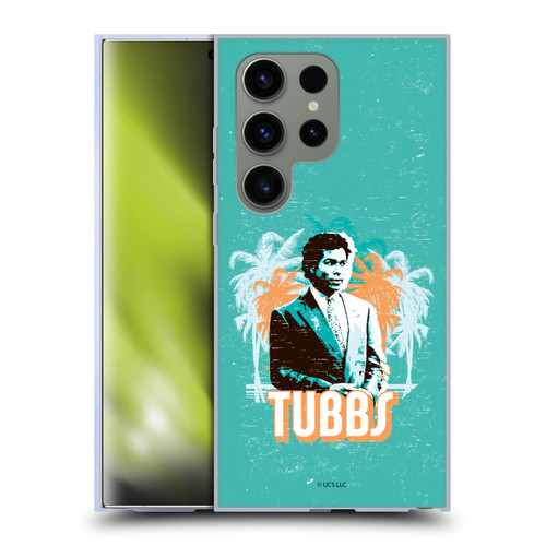 Miami Vice Art Tubbs And Palm Tree Scenery Soft Gel Case for Samsung Galaxy S24 Ultra 5G