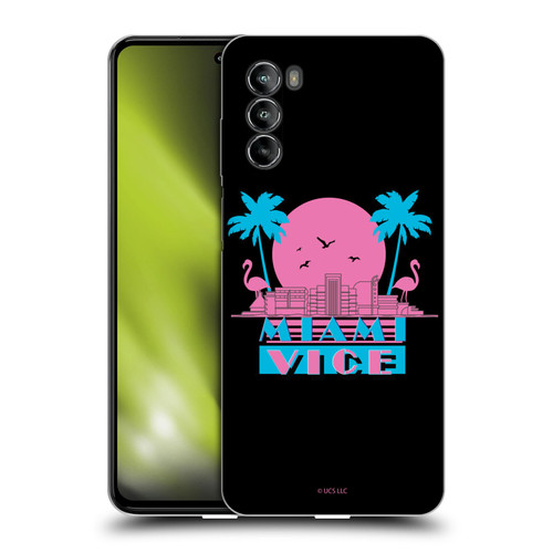 Miami Vice Graphics Sunset Flamingos Soft Gel Case for Motorola Moto G82 5G