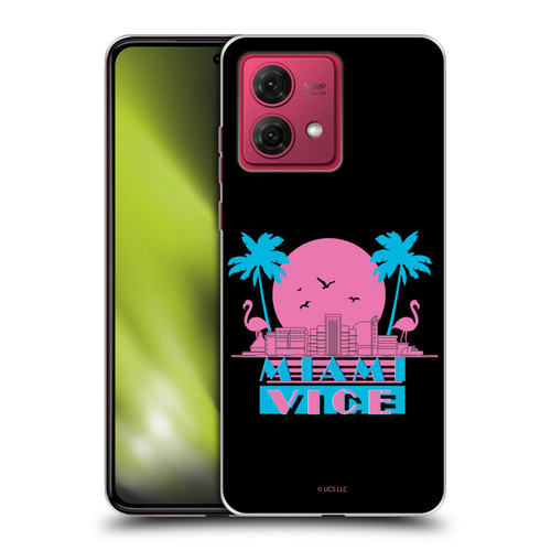 Miami Vice Graphics Sunset Flamingos Soft Gel Case for Motorola Moto G84 5G