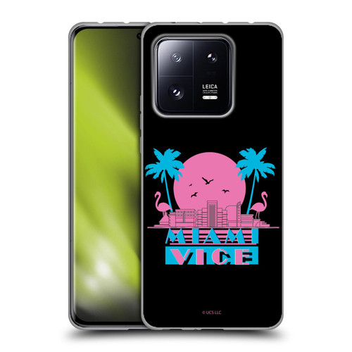 Miami Vice Graphics Sunset Flamingos Soft Gel Case for Xiaomi 13 Pro 5G