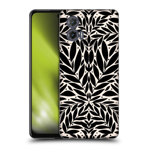 Gabriela Thomeu Floral Black And White Folk Leaves Soft Gel Case for Motorola Moto G73 5G