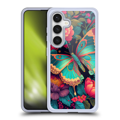 JK Stewart Art Butterfly And Flowers Soft Gel Case for Samsung Galaxy S24 5G