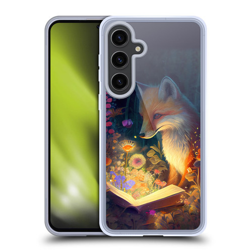 JK Stewart Art Fox Reading Soft Gel Case for Samsung Galaxy S24+ 5G