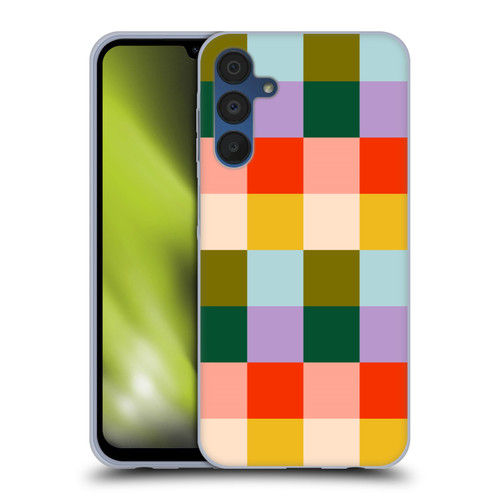 Gabriela Thomeu Retro Checkered Rainbow Vibe Soft Gel Case for Samsung Galaxy A15