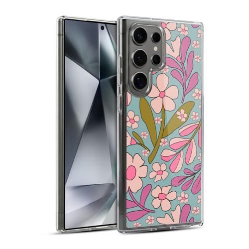 Gabriela Thomeu Retro Groovy 70s Blue Soft Gel Case for Samsung Galaxy S24 Ultra 5G & MagSafe