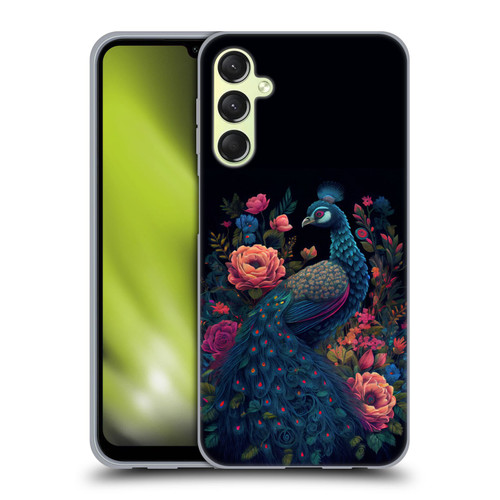 JK Stewart Graphics Peacock In Night Garden Soft Gel Case for Samsung Galaxy A24 4G / M34 5G