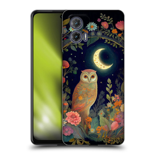 JK Stewart Key Art Owl Crescent Moon Night Garden Soft Gel Case for Motorola Moto G73 5G