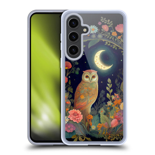 JK Stewart Key Art Owl Crescent Moon Night Garden Soft Gel Case for Samsung Galaxy S24+ 5G