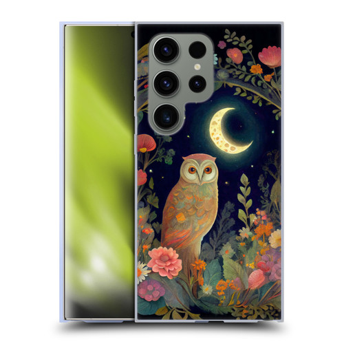 JK Stewart Key Art Owl Crescent Moon Night Garden Soft Gel Case for Samsung Galaxy S24 Ultra 5G