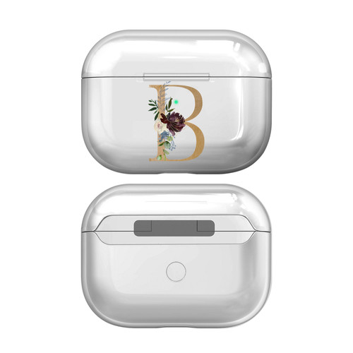 Nature Magick Floral Monogram Letter 1 Letter B Clear Hard Crystal Cover Case for Apple AirPods Pro 2 Charging Case