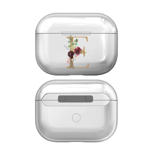 Nature Magick Floral Monogram Letter 1 Letter E Clear Hard Crystal Cover Case for Apple AirPods Pro 2 Charging Case