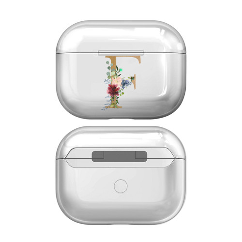 Nature Magick Floral Monogram Letter 1 Letter F Clear Hard Crystal Cover Case for Apple AirPods Pro 2 Charging Case