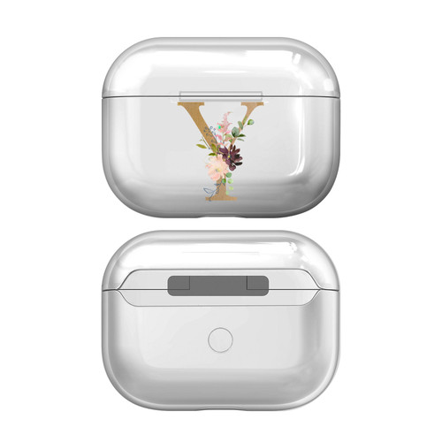 Nature Magick Floral Monogram Letter 2 Letter Y Clear Hard Crystal Cover Case for Apple AirPods Pro 2 Charging Case