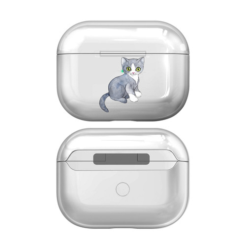 Micklyn Le Feuvre Animals Grey Kitten Clear Hard Crystal Cover Case for Apple AirPods Pro 2 Charging Case