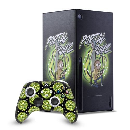 Rick And Morty Graphics Portal Boyz Game Console Wrap and Game Controller Skin Bundle for Microsoft Series X Console & Controller