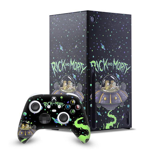 Rick And Morty Graphics The Space Cruiser Game Console Wrap and Game Controller Skin Bundle for Microsoft Series X Console & Controller