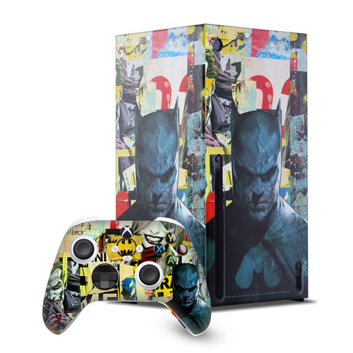 Batman DC Comics Logos And Comic Book Torn Collage Game Console Wrap and Game Controller Skin Bundle for Microsoft Series X Console & Controller