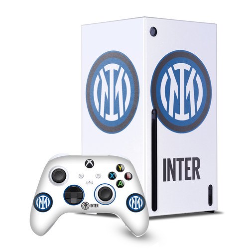 Fc Internazionale Milano Badge Logo On White Game Console Wrap and Game Controller Skin Bundle for Microsoft Series X Console & Controller