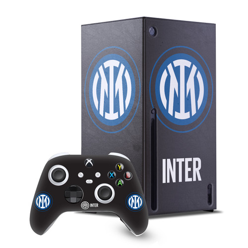 Fc Internazionale Milano Badge Logo On Black Game Console Wrap and Game Controller Skin Bundle for Microsoft Series X Console & Controller