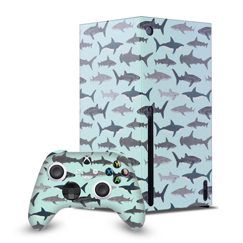 Andrea Lauren Design Art Mix Sharks Game Console Wrap and Game Controller Skin Bundle for Microsoft Series X Console & Controller