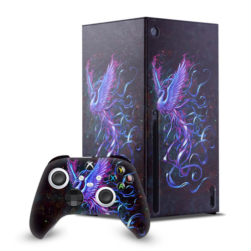 Christos Karapanos Art Mix Phoenix Game Console Wrap and Game Controller Skin Bundle for Microsoft Series X Console & Controller