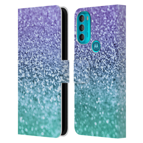 Monika Strigel Glitter Collection Lavender Leather Book Wallet Case Cover For Motorola Moto G71 5G