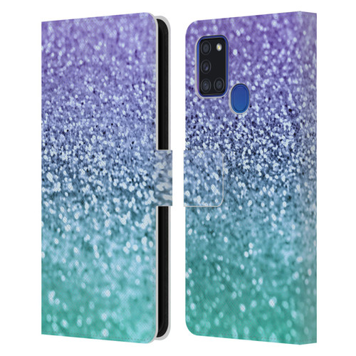Monika Strigel Glitter Collection Lavender Leather Book Wallet Case Cover For Samsung Galaxy A21s (2020)
