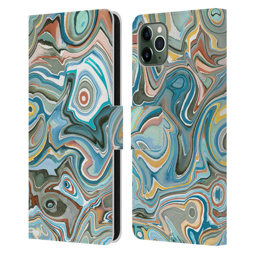 Ninola Abstract 3 Blue Mineral Agates Leather Book Wallet Case Cover For Apple iPhone 11 Pro Max