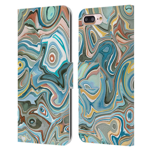 Ninola Abstract 3 Blue Mineral Agates Leather Book Wallet Case Cover For Apple iPhone 7 Plus / iPhone 8 Plus