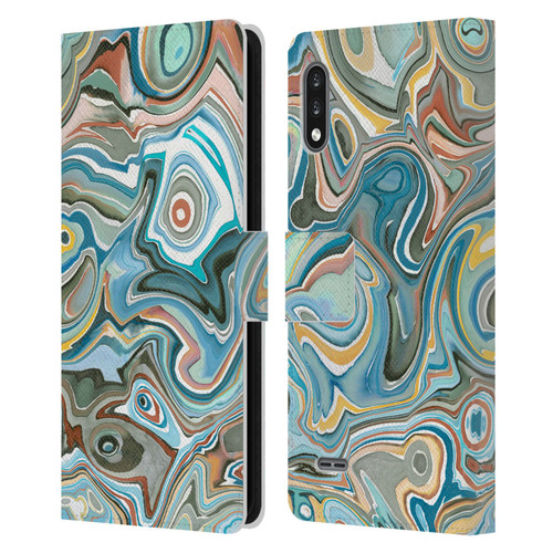 Ninola Abstract 3 Blue Mineral Agates Leather Book Wallet Case Cover For LG K22