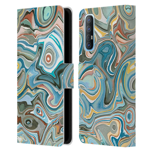 Ninola Abstract 3 Blue Mineral Agates Leather Book Wallet Case Cover For OPPO Find X2 Neo 5G