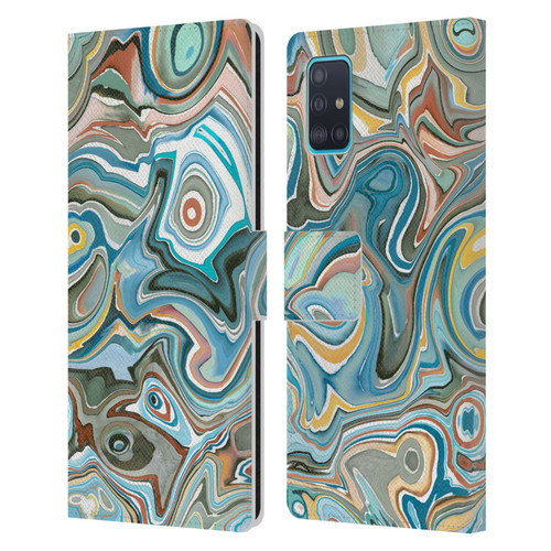 Ninola Abstract 3 Blue Mineral Agates Leather Book Wallet Case Cover For Samsung Galaxy A51 (2019)
