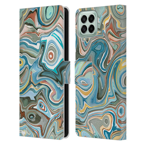 Ninola Abstract 3 Blue Mineral Agates Leather Book Wallet Case Cover For Samsung Galaxy M33 (2022)