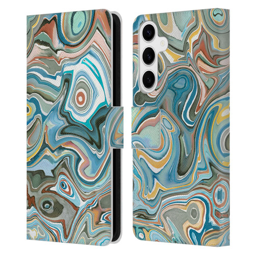 Ninola Abstract 3 Blue Mineral Agates Leather Book Wallet Case Cover For Samsung Galaxy S24+ 5G