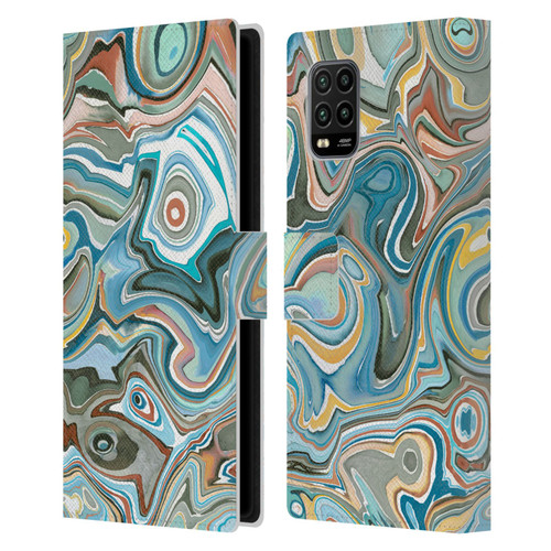 Ninola Abstract 3 Blue Mineral Agates Leather Book Wallet Case Cover For Xiaomi Mi 10 Lite 5G