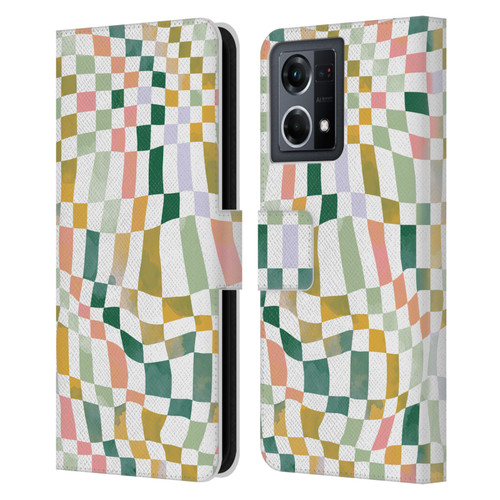 Ninola Checker Pattern Nostalgic Squares Leather Book Wallet Case Cover For OPPO Reno8 4G