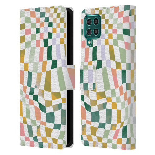 Ninola Checker Pattern Nostalgic Squares Leather Book Wallet Case Cover For Samsung Galaxy F62 (2021)