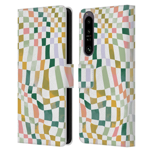 Ninola Checker Pattern Nostalgic Squares Leather Book Wallet Case Cover For Sony Xperia 1 IV