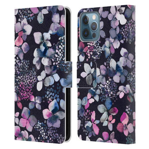 Ninola Floral Hydrangea Astronomical Leather Book Wallet Case Cover For Apple iPhone 12 / iPhone 12 Pro