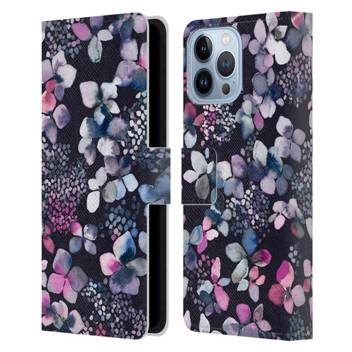 Ninola Floral Hydrangea Astronomical Leather Book Wallet Case Cover For Apple iPhone 13 Pro Max