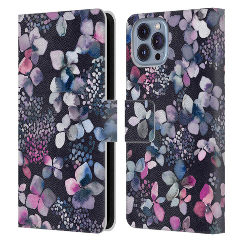 Ninola Floral Hydrangea Astronomical Leather Book Wallet Case Cover For Apple iPhone 14