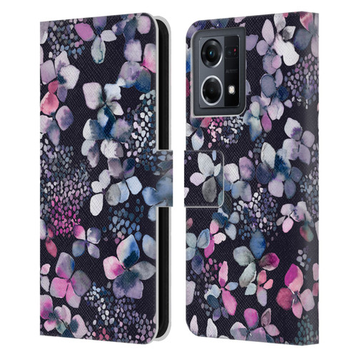 Ninola Floral Hydrangea Astronomical Leather Book Wallet Case Cover For OPPO Reno8 4G