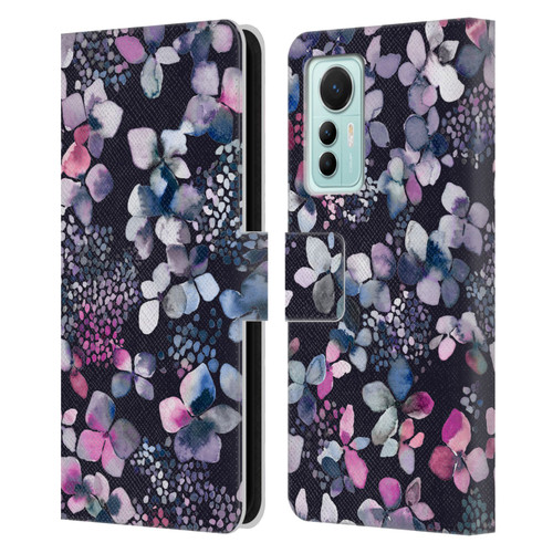 Ninola Floral Hydrangea Astronomical Leather Book Wallet Case Cover For Xiaomi 12 Lite